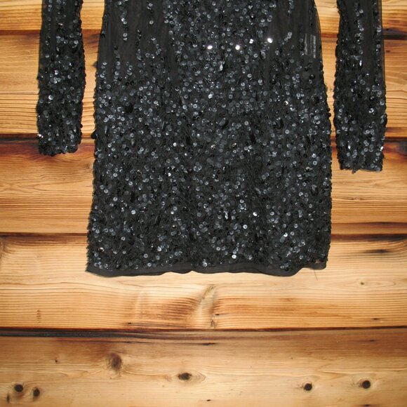 Mac Duggal 10976 Black Long Sleeve Sheer Embellished Mini Dress - Picture 8 of 12